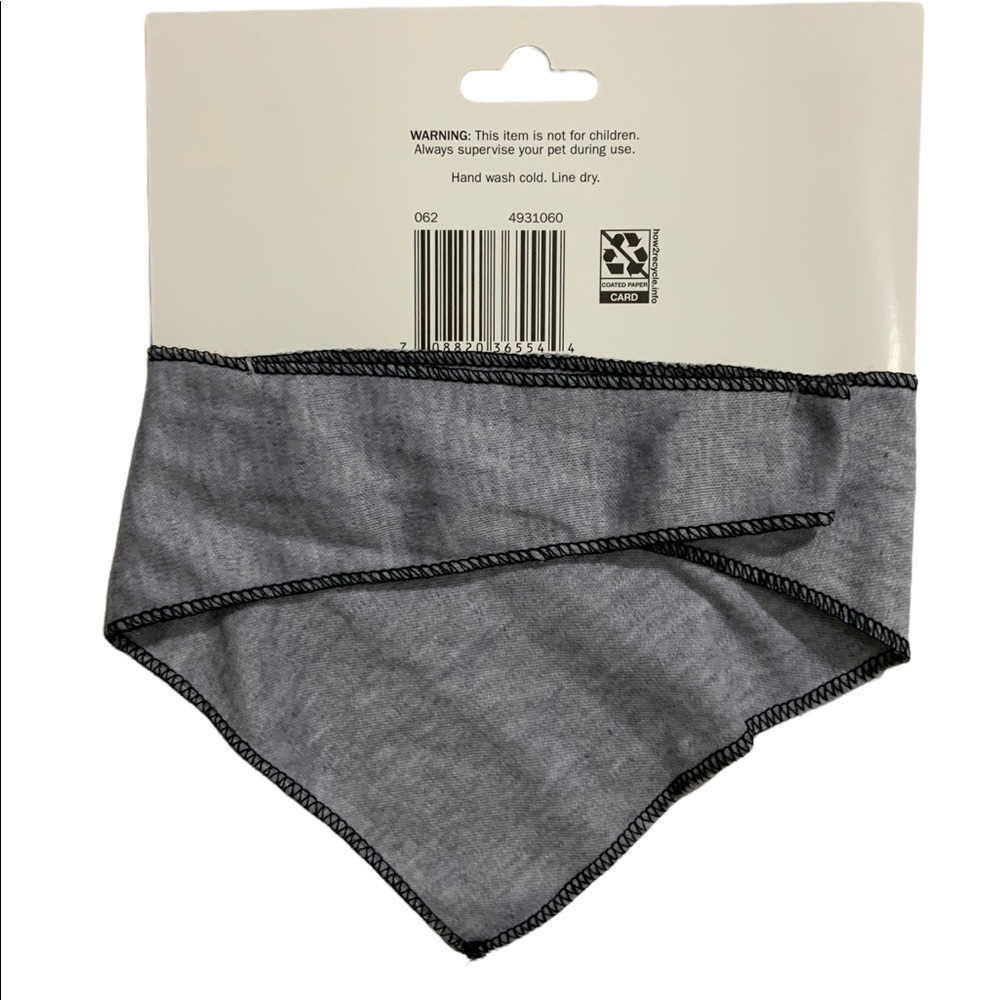 Dog Bandanna TROUBLE MAKER  Adjustable Tie On Gray Black XS/S - Picture 3 of 6